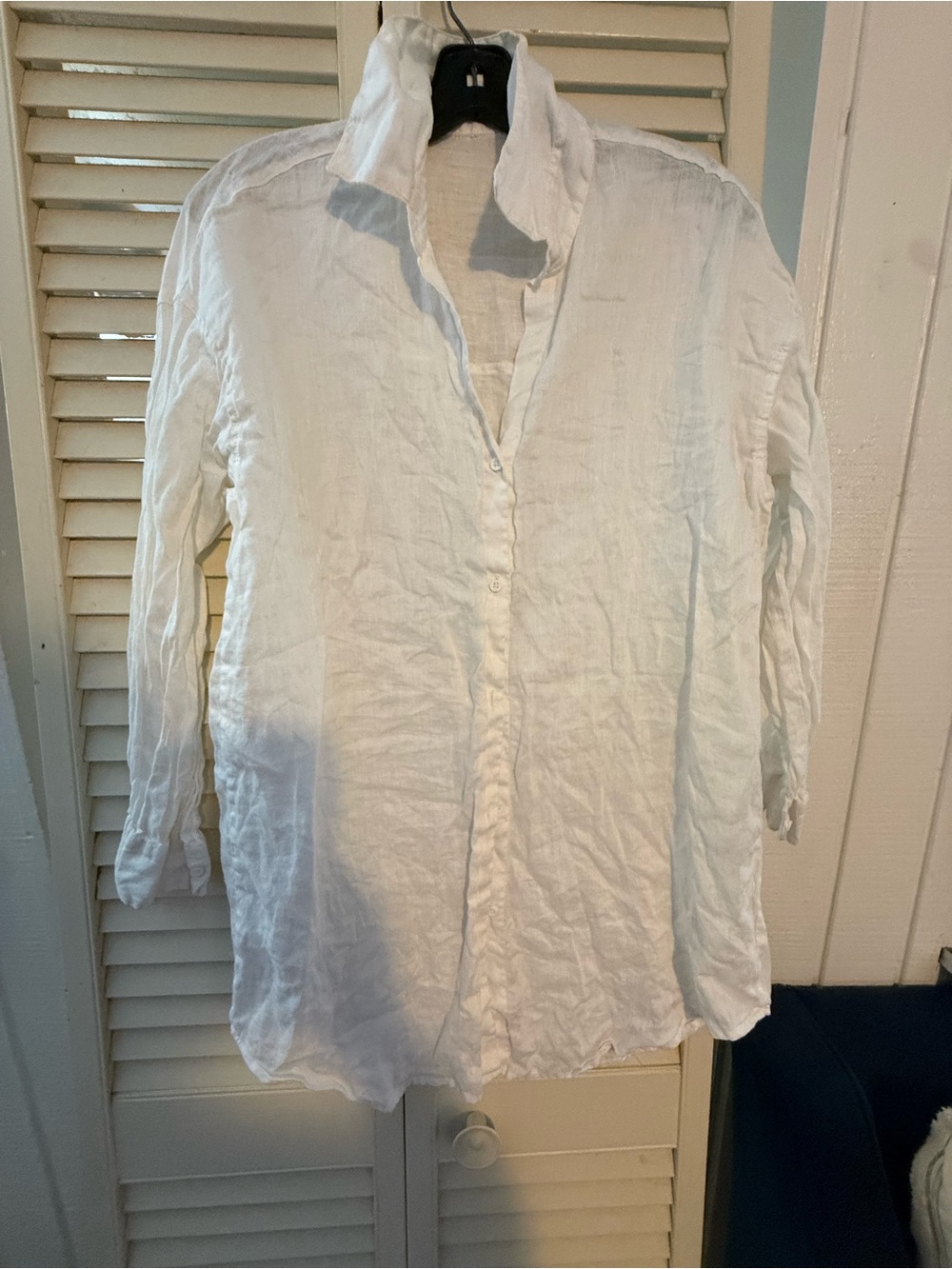 Lightweight White Linen Swim Cover-Up Shirt